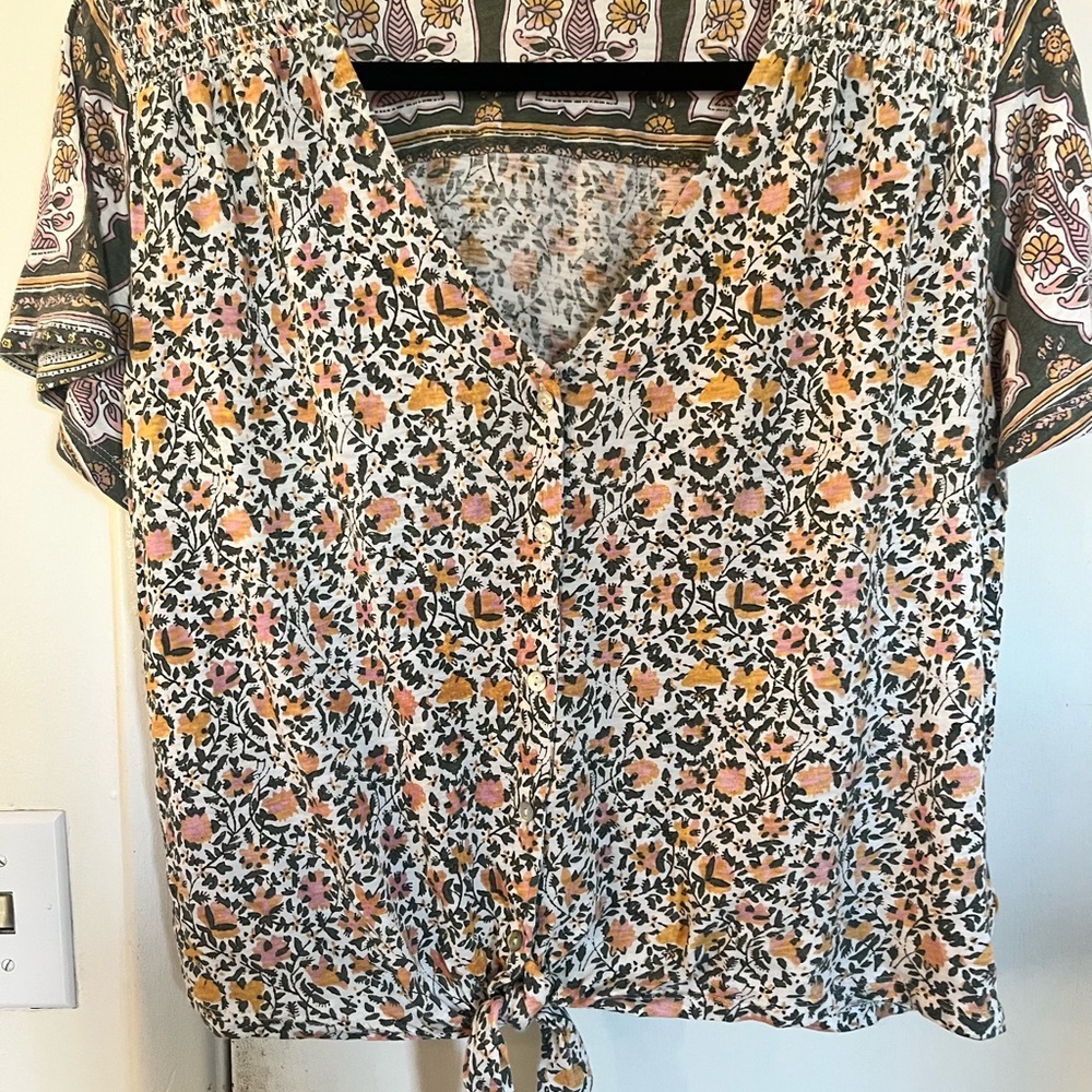 Lucky Brand Green and Yellow Blouse